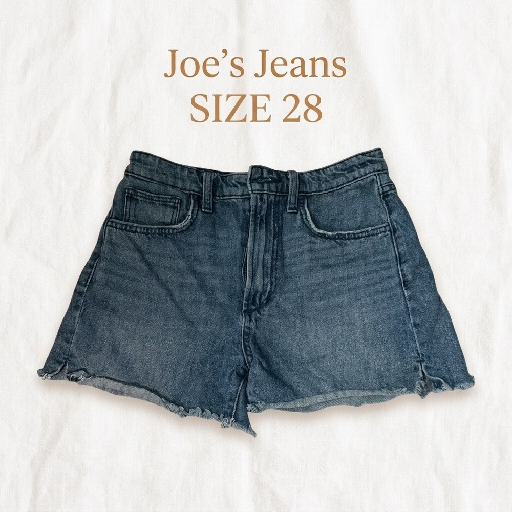 Joe's Jeans The Kinsley High Rise 4" Denim Shorts Medium Wash Raw Hem 28
